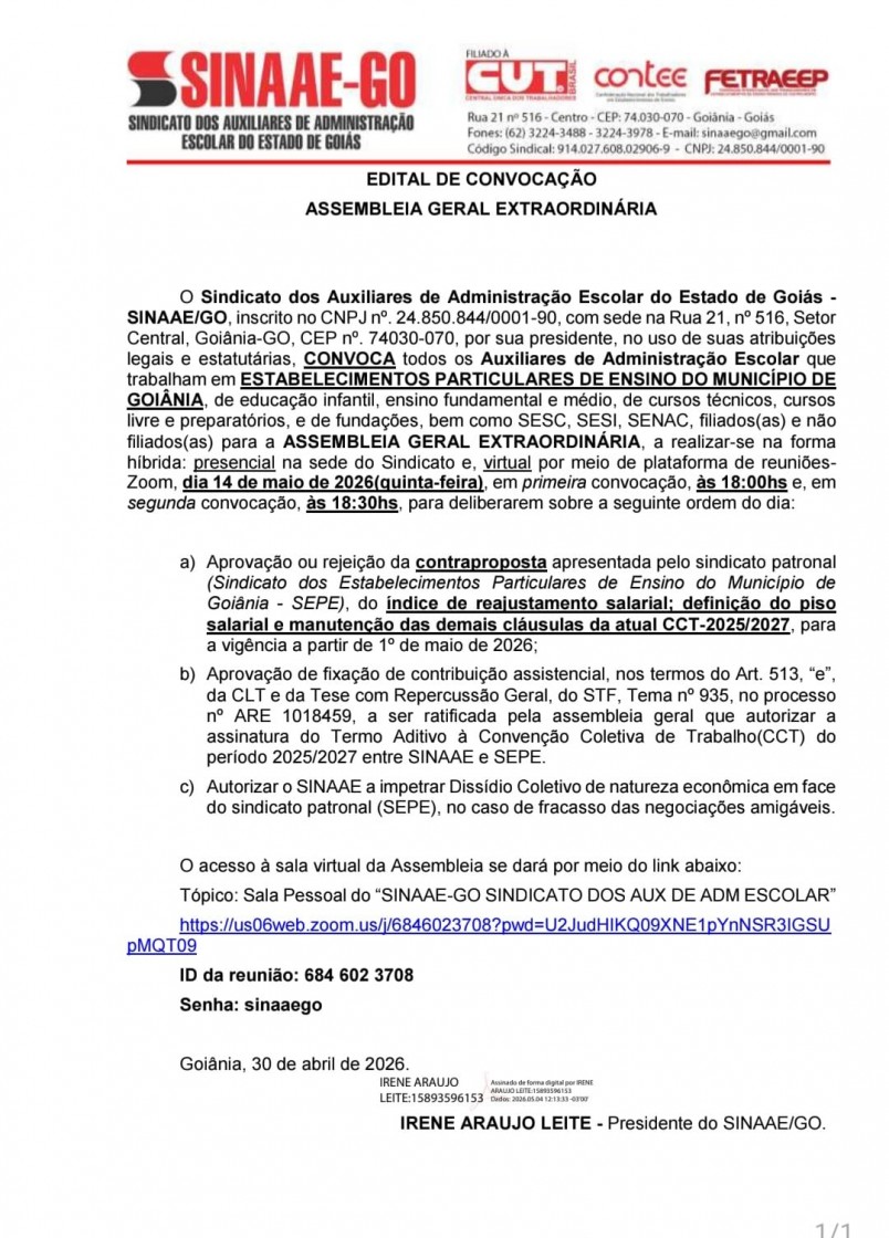 ASSEMBLEIA GERAL EXTRAORDINÁRIA 