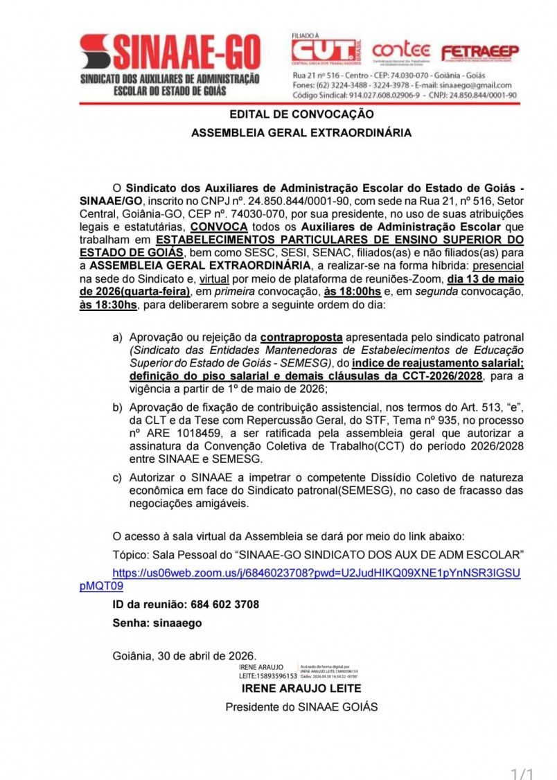 ASSEMBLEIA GERAL EXTRAORDINÁRIA 
